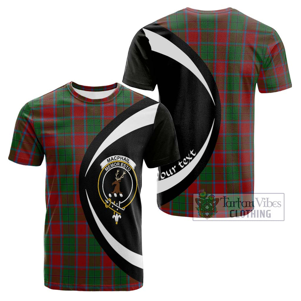 Tartan Vibes Clothing MacPhail Blue Bands Tartan Cotton T-shirt with Family Crest Circle Style