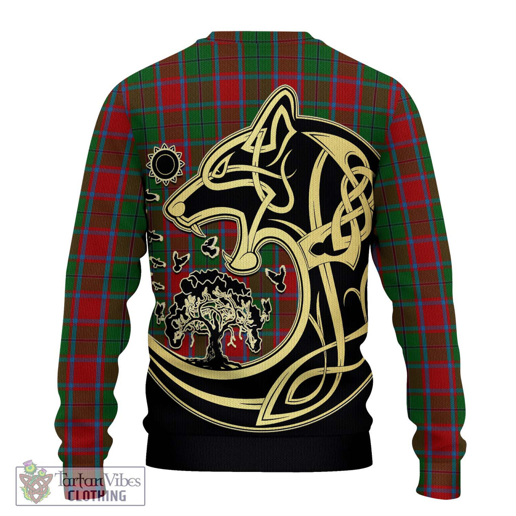 MacPhail Blue Bands Tartan Knitted Sweater with Family Crest Celtic Wolf Style - Tartan Vibes Clothing