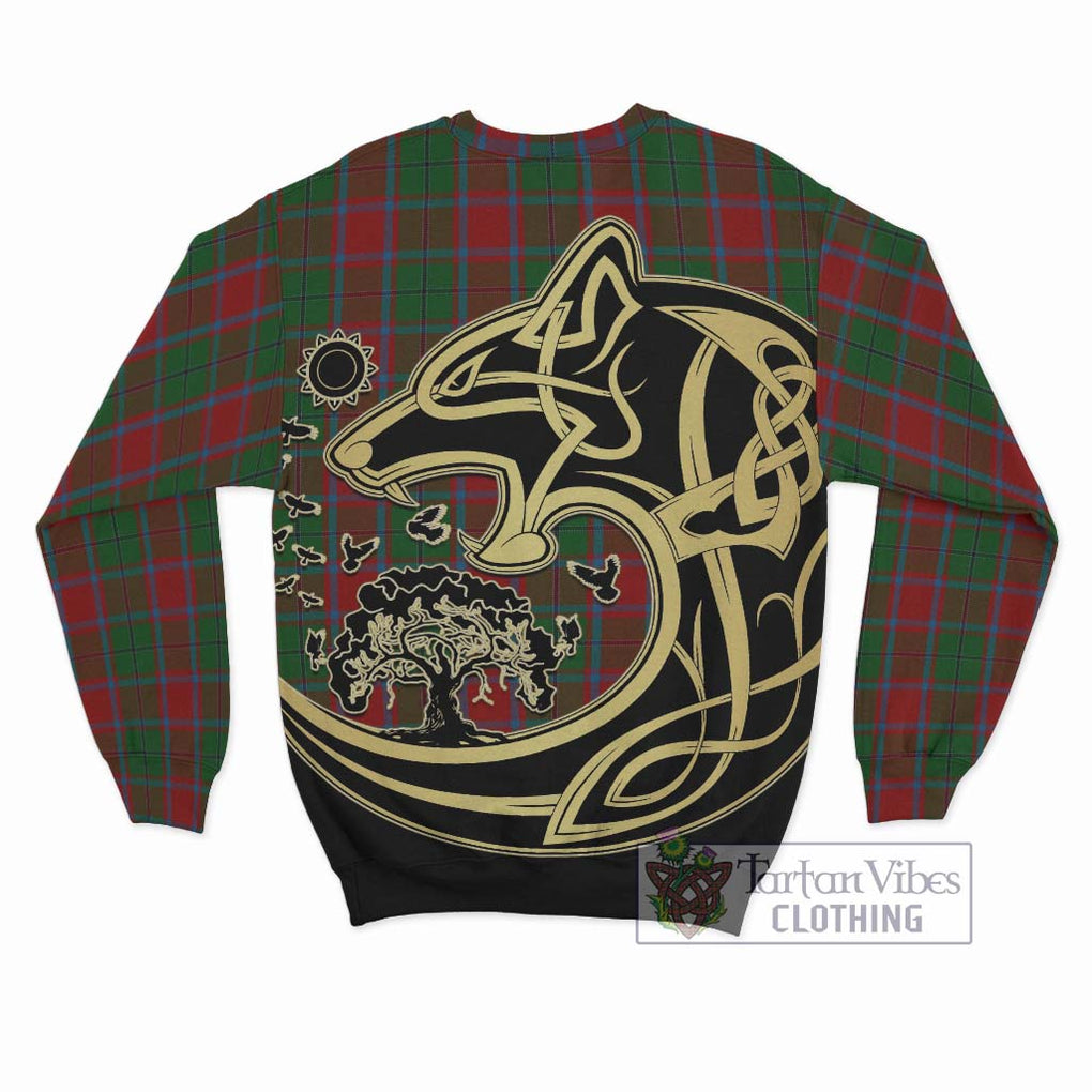 MacPhail Blue Bands Tartan Sweatshirt with Family Crest Celtic Wolf Style - Tartan Vibes Clothing