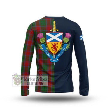 MacPhail Blue Bands Tartan Long Sleeve T-Shirt Alba with Scottish Lion Royal Arm Half Style