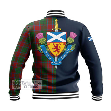 MacPhail Blue Bands Tartan Baseball Jacket Alba with Scottish Lion Royal Arm Half Style