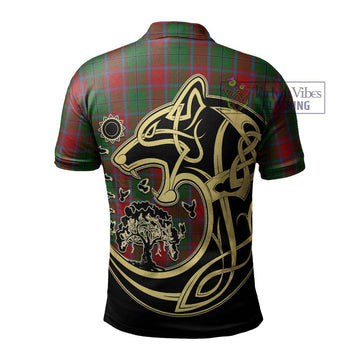 MacPhail Blue Bands Tartan Polo Shirt with Family Crest Celtic Wolf Style