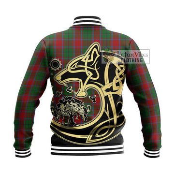 MacPhail Blue Bands Tartan Baseball Jacket with Family Crest Celtic Wolf Style