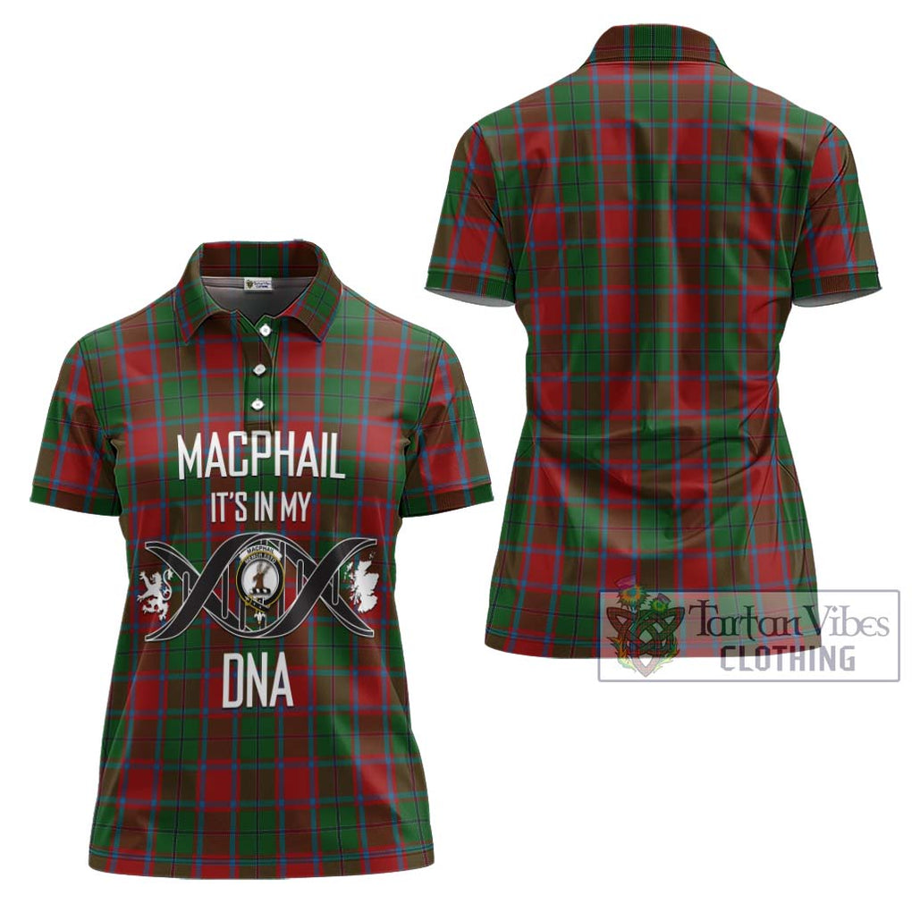 MacPhail Blue Bands Tartan Women's Polo Shirt with Family Crest DNA In Me Style - Tartanvibesclothing Shop