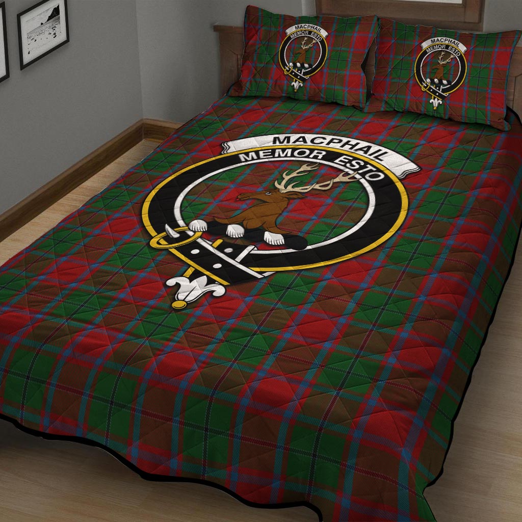 MacPhail Blue Bands Tartan Quilt Bed Set with Family Crest - Tartan Vibes Clothing