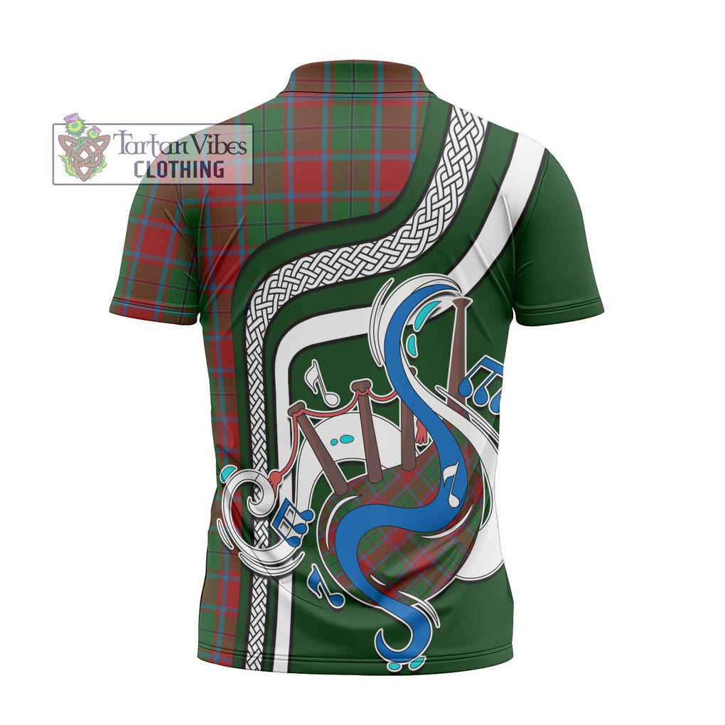 MacPhail Blue Bands Tartan Zipper Polo Shirt with Epic Bagpipe Style - Tartanvibesclothing Shop