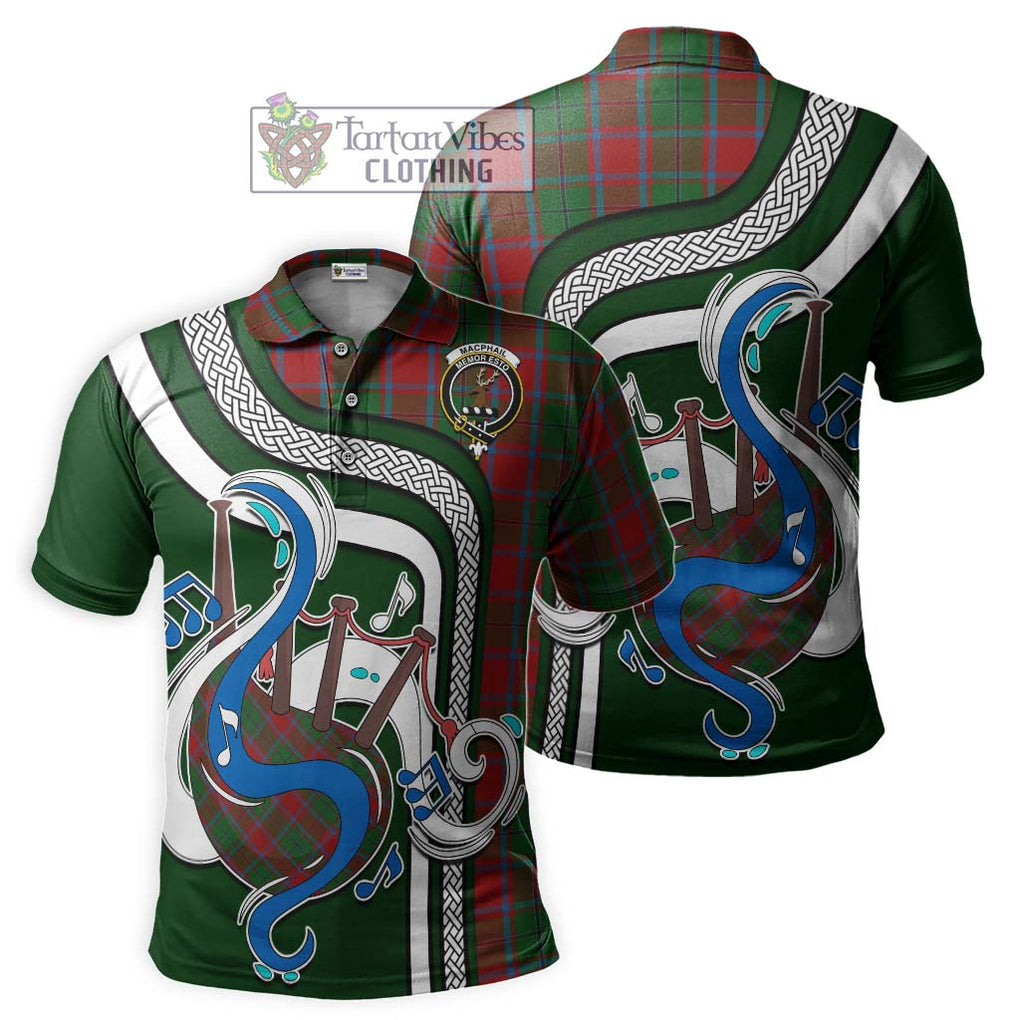 Tartan Vibes Clothing MacPhail Blue Bands Tartan Polo Shirt with Epic Bagpipe Style