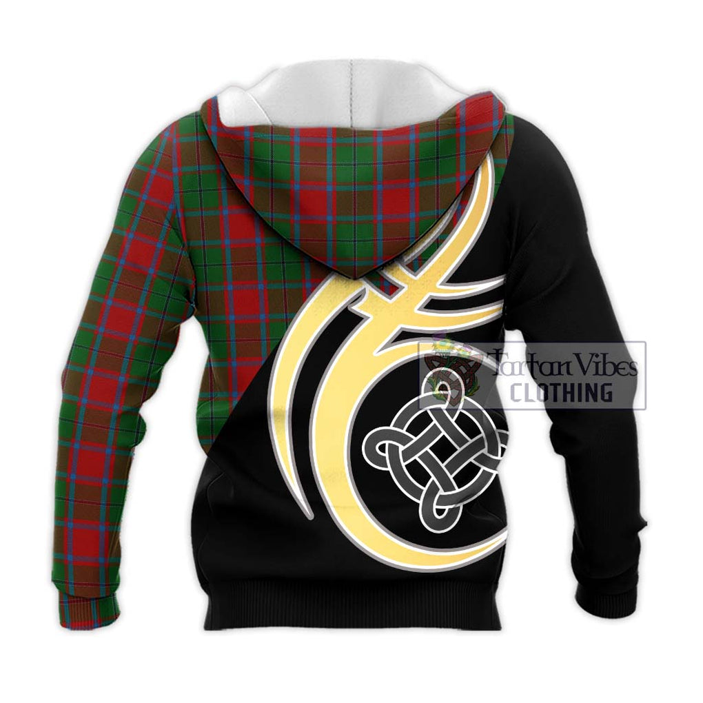 MacPhail Blue Bands Tartan Knitted Hoodie with Family Crest and Celtic Symbol Style - Tartan Vibes Clothing