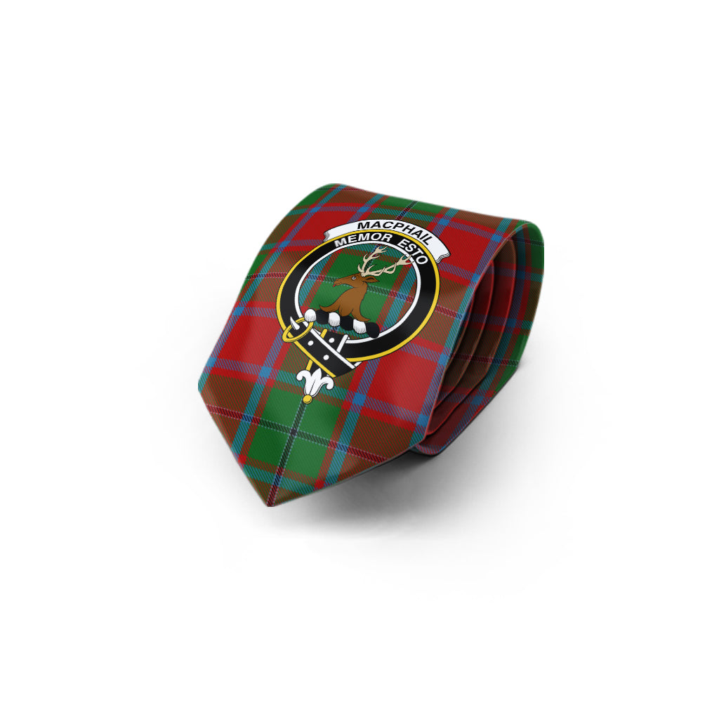 MacPhail Blue Bands Tartan Classic Necktie with Family Crest - Tartan Vibes Clothing