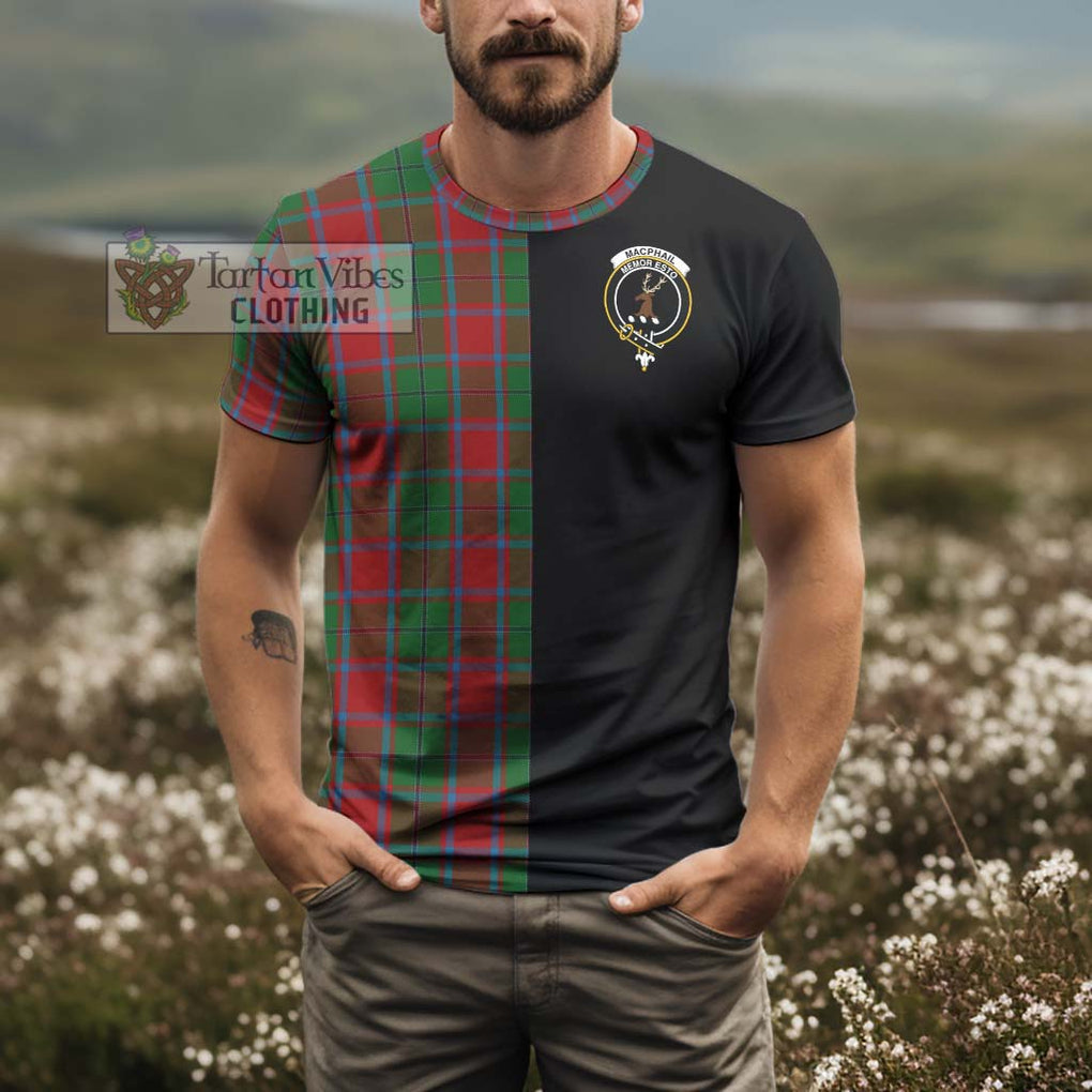 MacPhail Blue Bands Tartan T-Shirt with Family Crest and Half Of Me Style - Tartanvibesclothing Shop