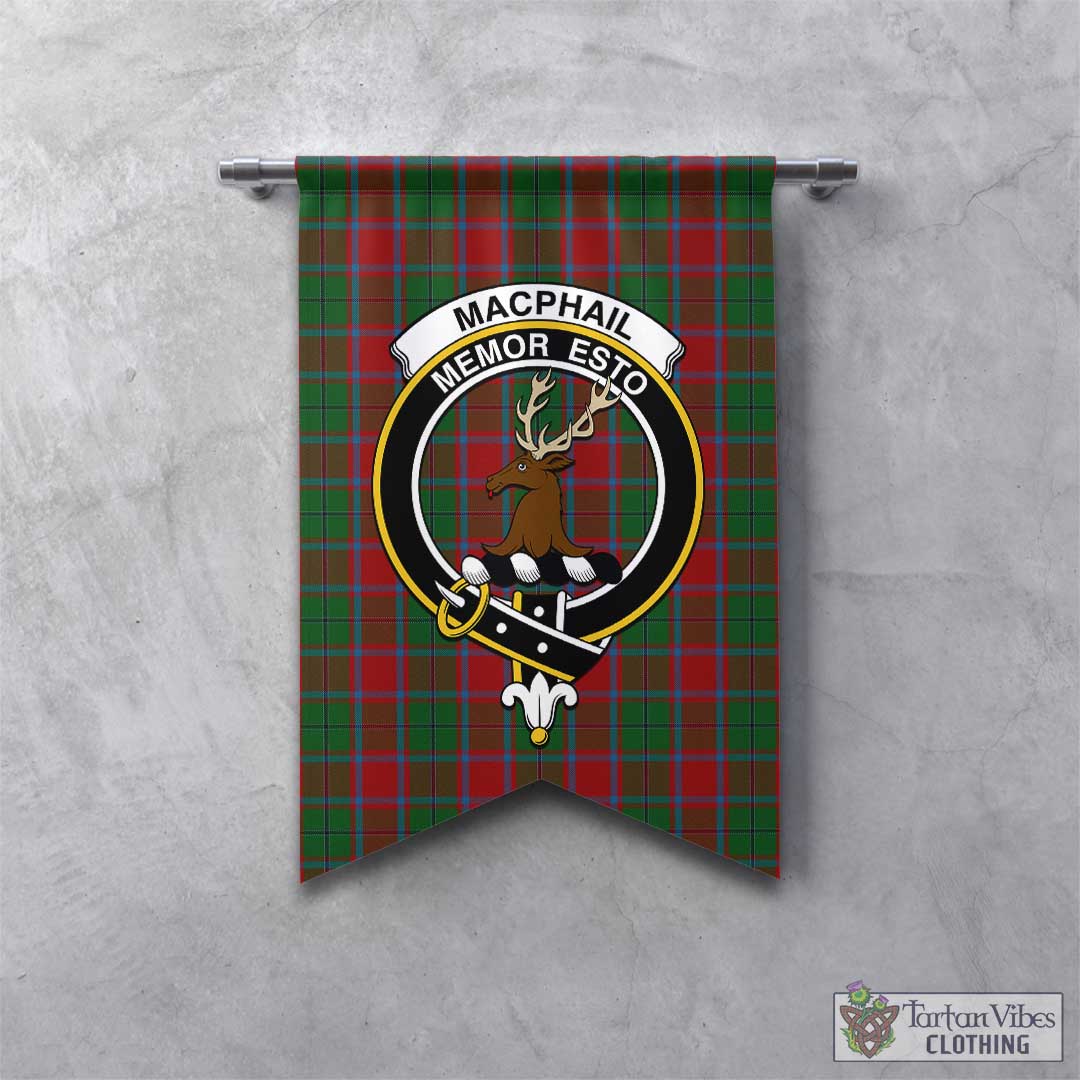 Tartan Vibes Clothing MacPhail Blue Bands Tartan Gonfalon, Tartan Banner with Family Crest