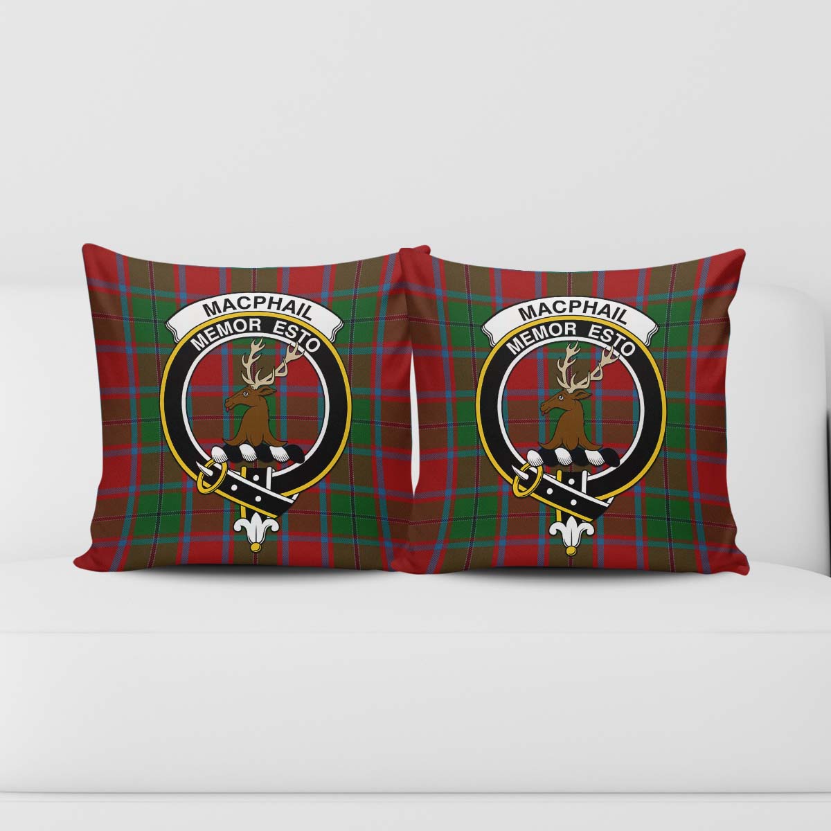 MacPhail Blue Bands Tartan Pillow Cover with Family Crest - Tartanvibesclothing