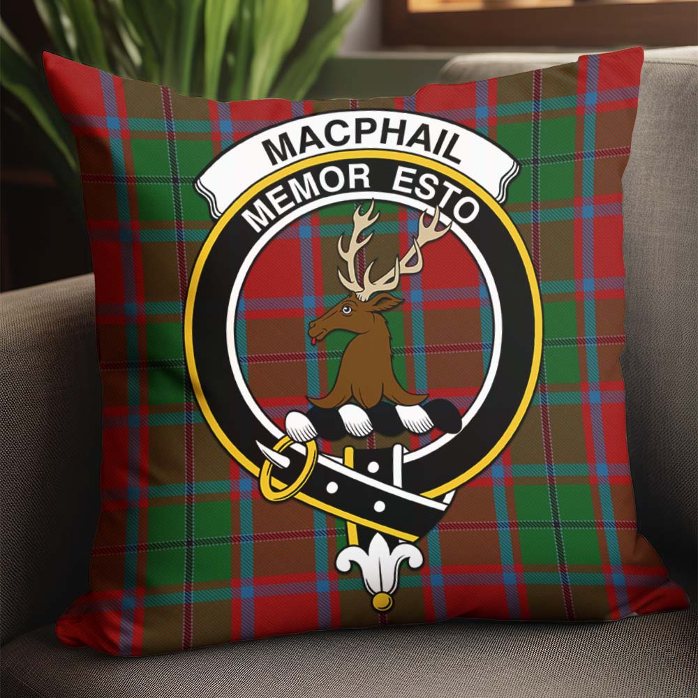 MacPhail Blue Bands Tartan Pillow Cover with Family Crest - Tartanvibesclothing