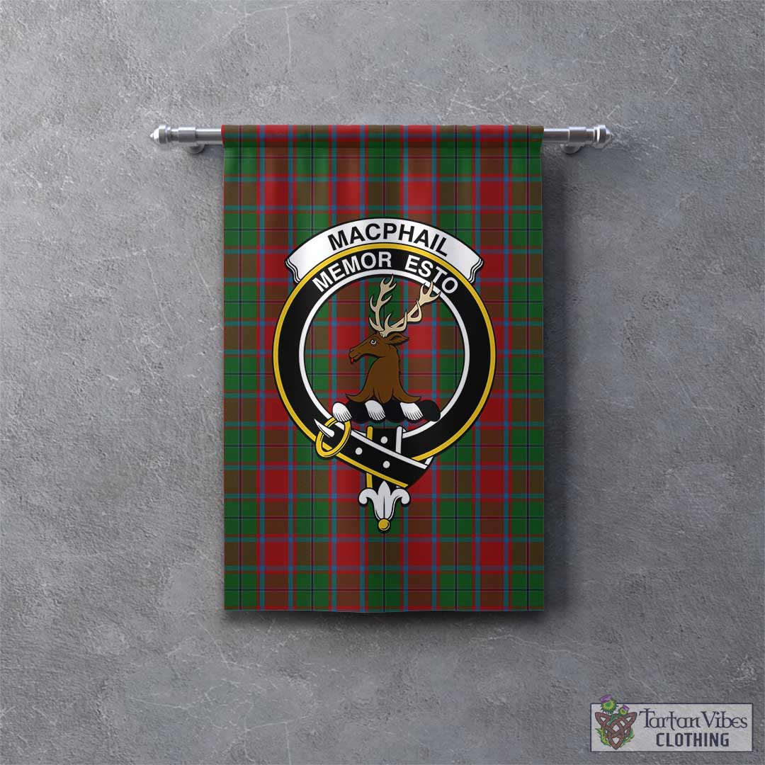 Tartan Vibes Clothing MacPhail Blue Bands Tartan Gonfalon, Tartan Banner with Family Crest