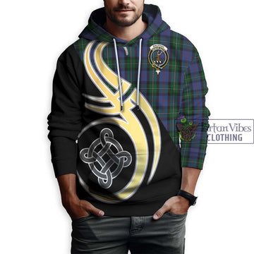 MacPhail Hunting Tartan Hoodie with Family Crest and Celtic Symbol Style