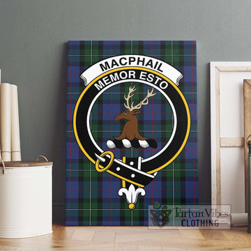 MacPhail Hunting Tartan Canvas Print Wall Art with Family Crest