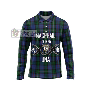 MacPhail Hunting Tartan Long Sleeve Polo Shirt with Family Crest DNA In Me Style