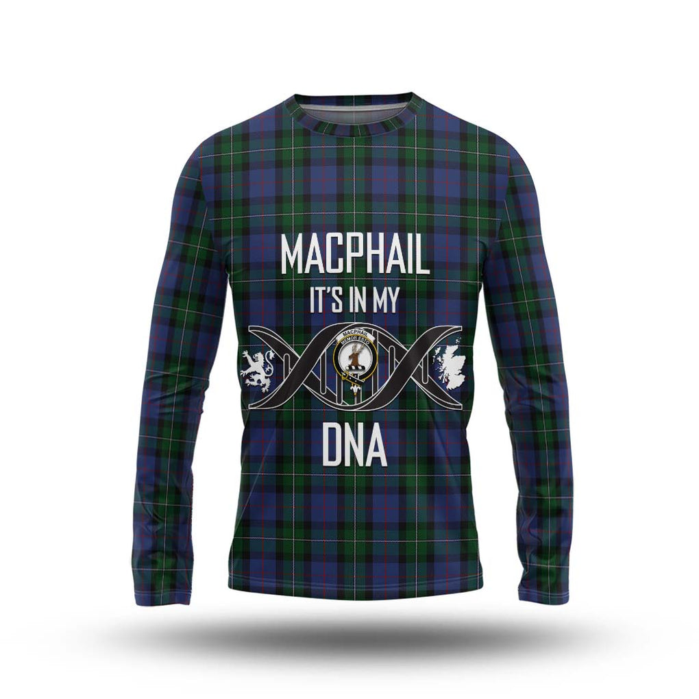 MacPhail Hunting Tartan Long Sleeve T-Shirt with Family Crest DNA In Me Style Unisex - Tartanvibesclothing Shop