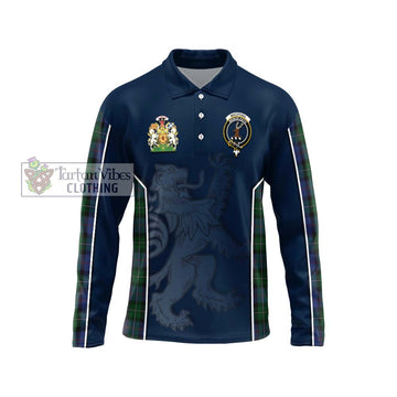 MacPhail Hunting Tartan Long Sleeve Polo Shirt with Family Crest and Lion Rampant Vibes Sport Style