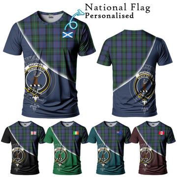 MacPhail Hunting Tartan T-Shirt with Personalised National Flag and Family Crest Half Style