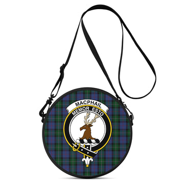 MacPhail Hunting Tartan Round Satchel Bags with Family Crest