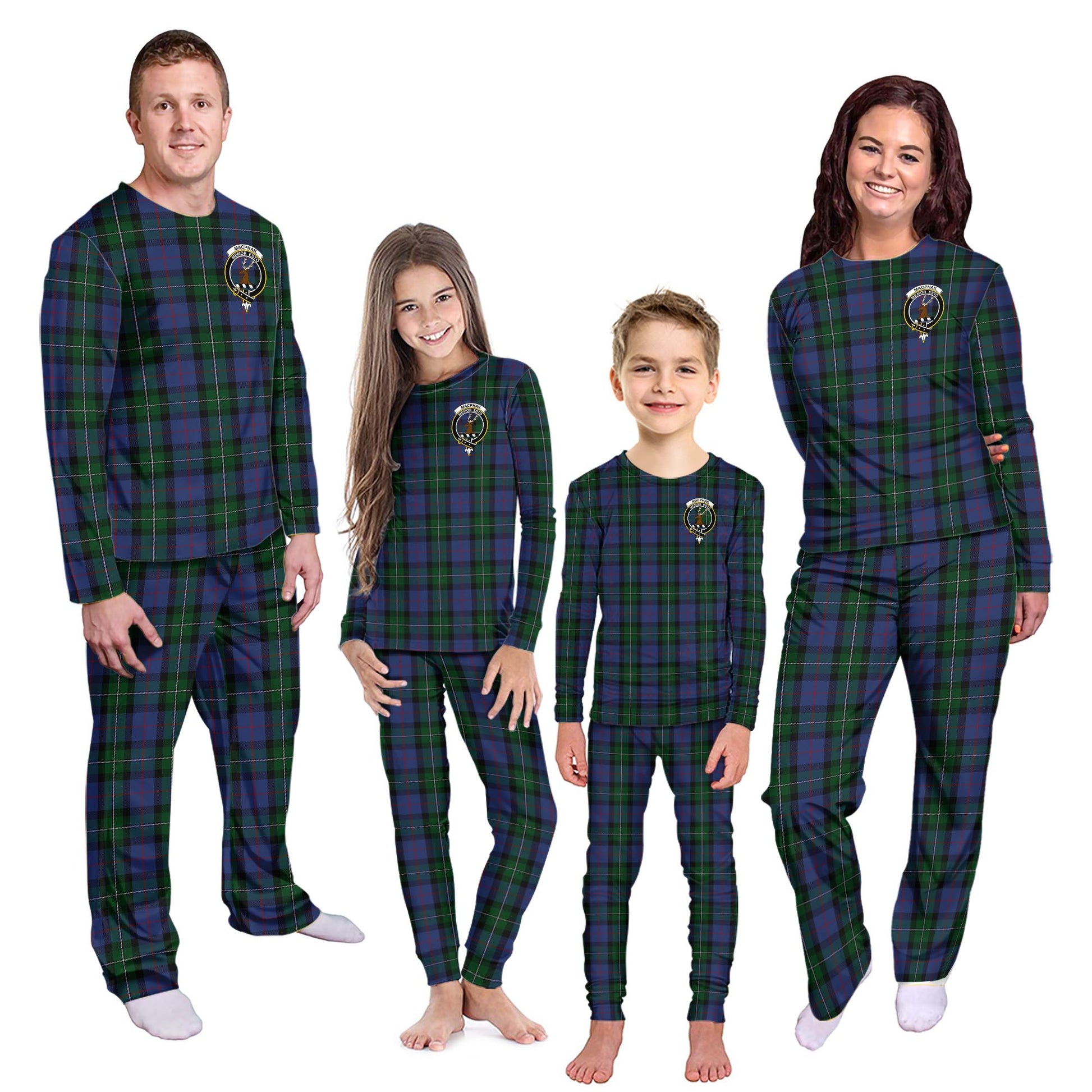 MacPhail Hunting Tartan Pajamas Family Set with Family Crest - Tartanvibesclothing