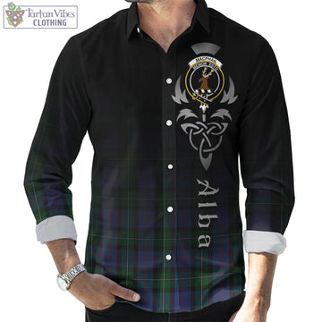 MacPhail Hunting Tartan Long Sleeve Button Up Featuring Alba Gu Brath Family Crest Celtic Inspired