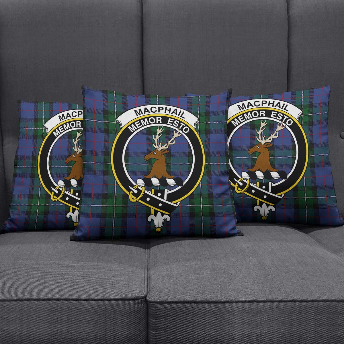 MacPhail Hunting Tartan Pillow Cover with Family Crest Square Pillow Cover - Tartanvibesclothing