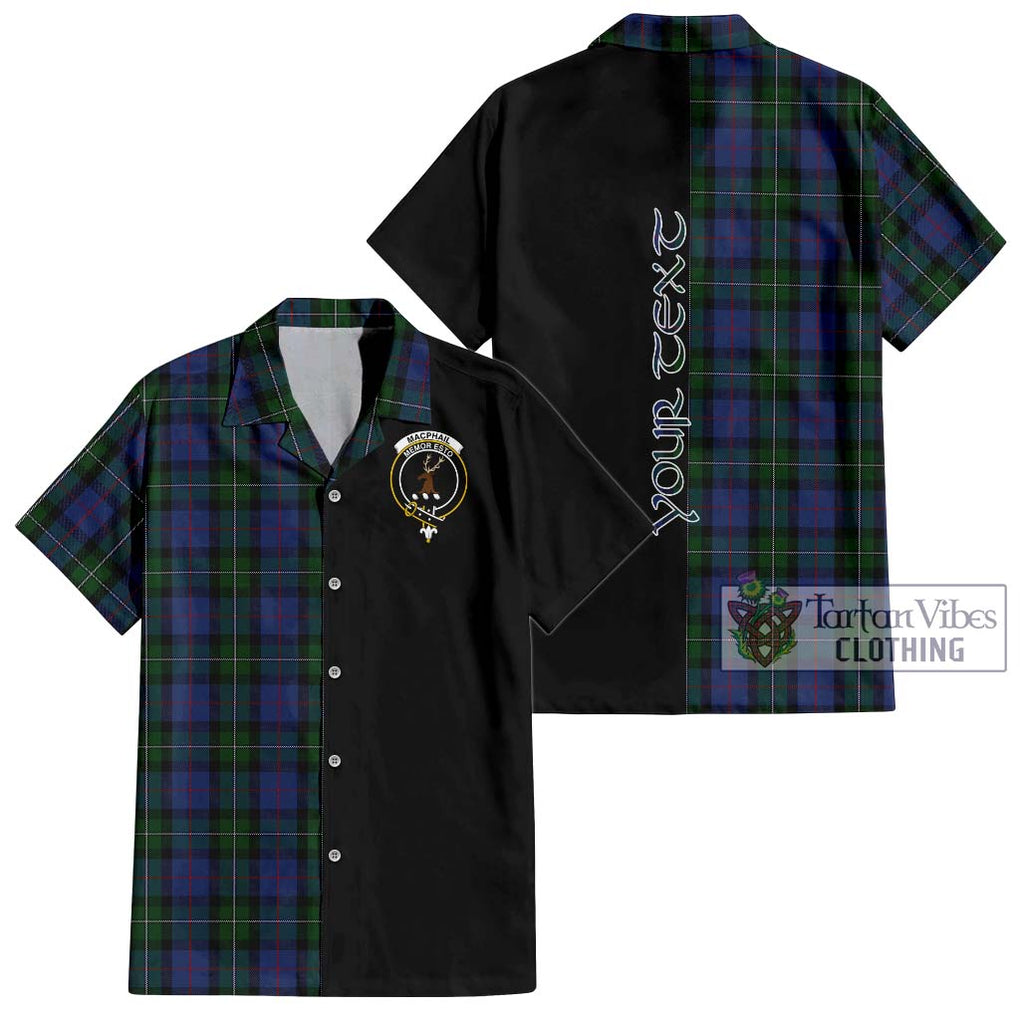 MacPhail Hunting Tartan Short Sleeve Button Shirt with Family Crest and Half Of Me Style Kid - Tartanvibesclothing Shop