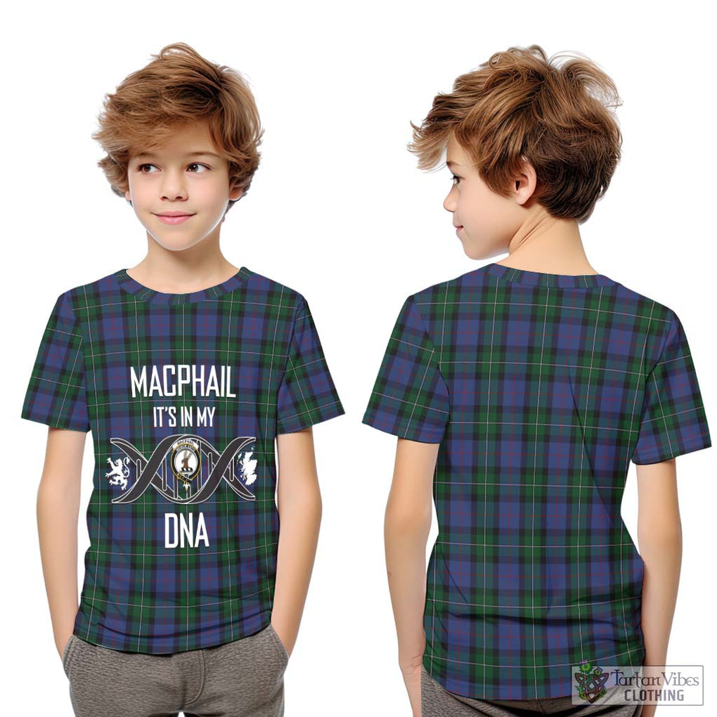 MacPhail Hunting Tartan Kid T-Shirt with Family Crest DNA In Me Style Youth XL Size14 - Tartanvibesclothing Shop