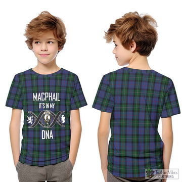 MacPhail Hunting Tartan Kid T-Shirt with Family Crest DNA In Me Style