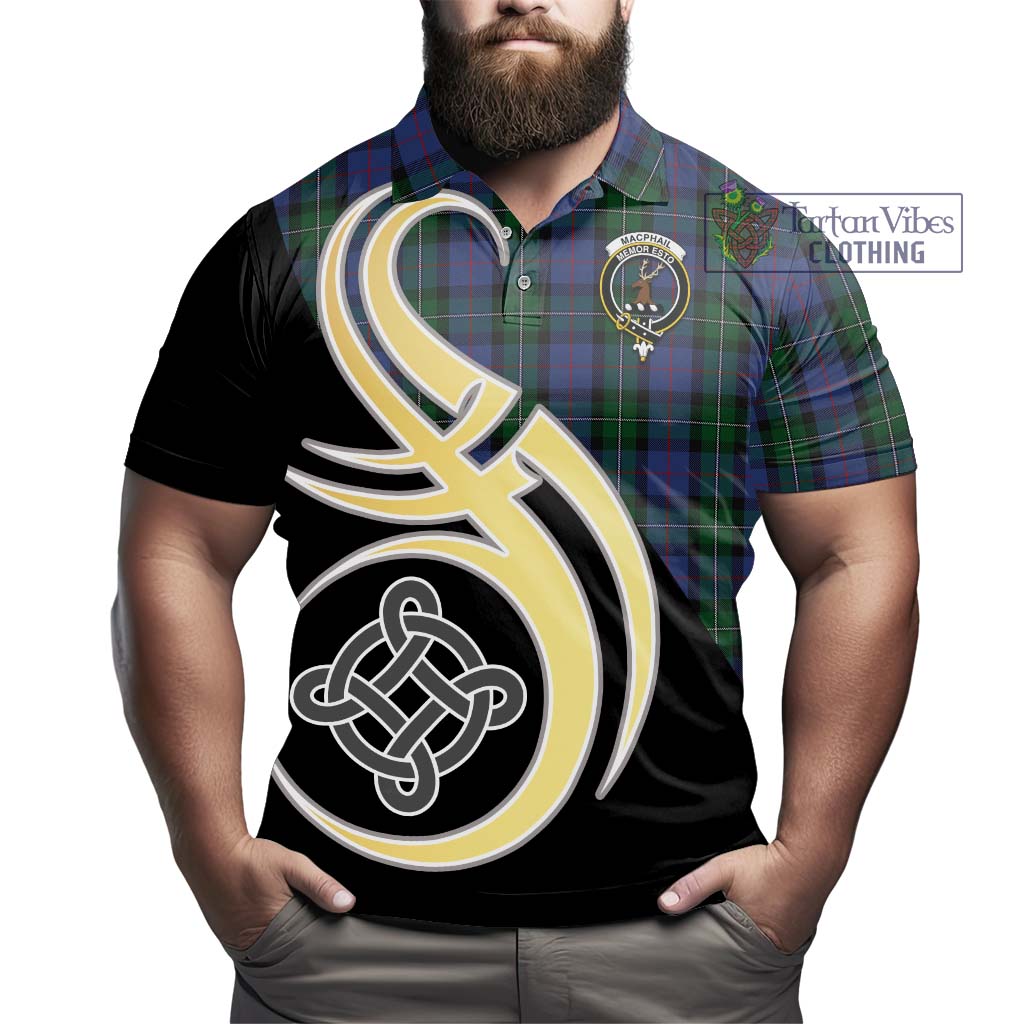 MacPhail Hunting Tartan Polo Shirt with Family Crest and Celtic Symbol Style - Tartan Vibes Clothing