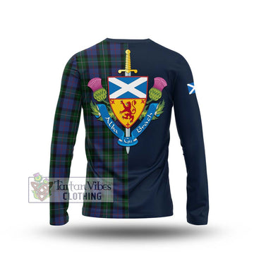 MacPhail Hunting Tartan Long Sleeve T-Shirt Alba with Scottish Lion Royal Arm Half Style