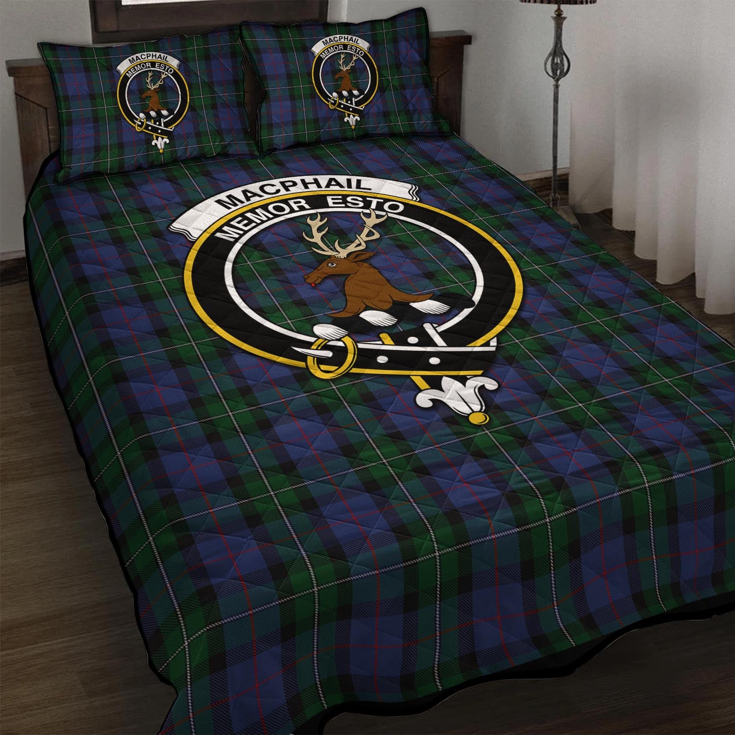 MacPhail Hunting Tartan Quilt Bed Set with Family Crest - Tartan Vibes Clothing