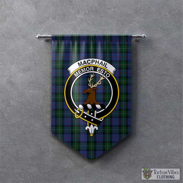 MacPhail Hunting Tartan Gonfalon, Tartan Banner with Family Crest