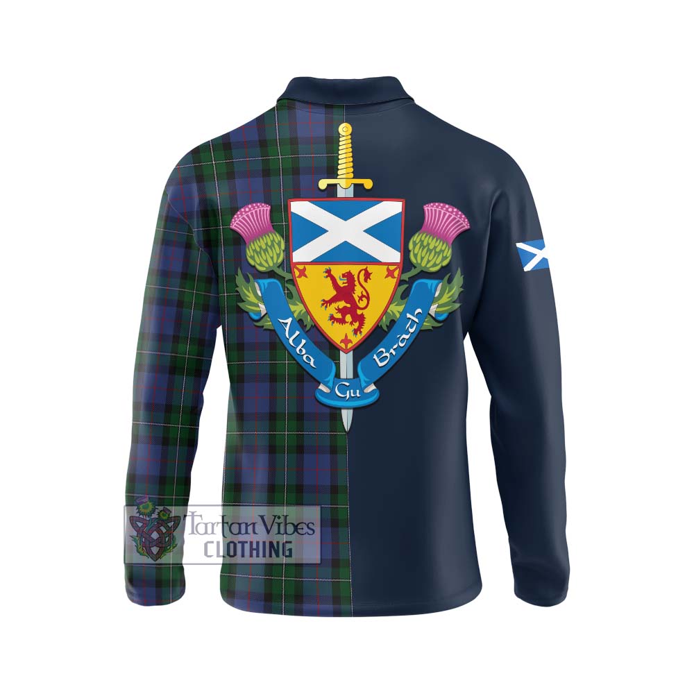 Tartan Vibes Clothing MacPhail Hunting Tartan Long Sleeve Polo Shirt with Scottish Lion Royal Arm Half Style