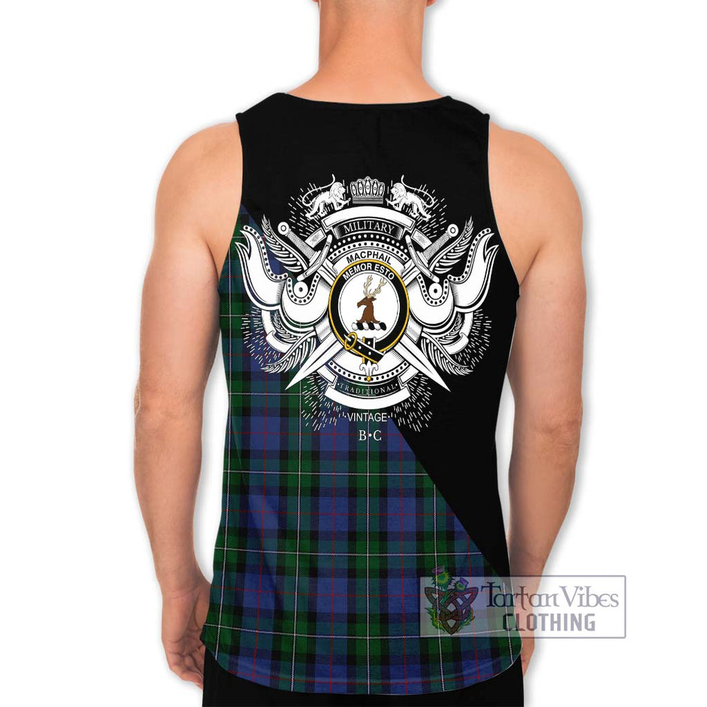 MacPhail Hunting Tartan Men's Tank Top with Family Crest and Military Logo Style - Tartanvibesclothing Shop