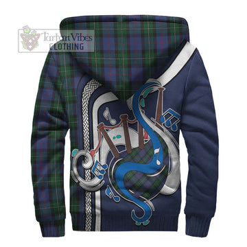 MacPhail Hunting Tartan Sherpa Hoodie with Epic Bagpipe Style