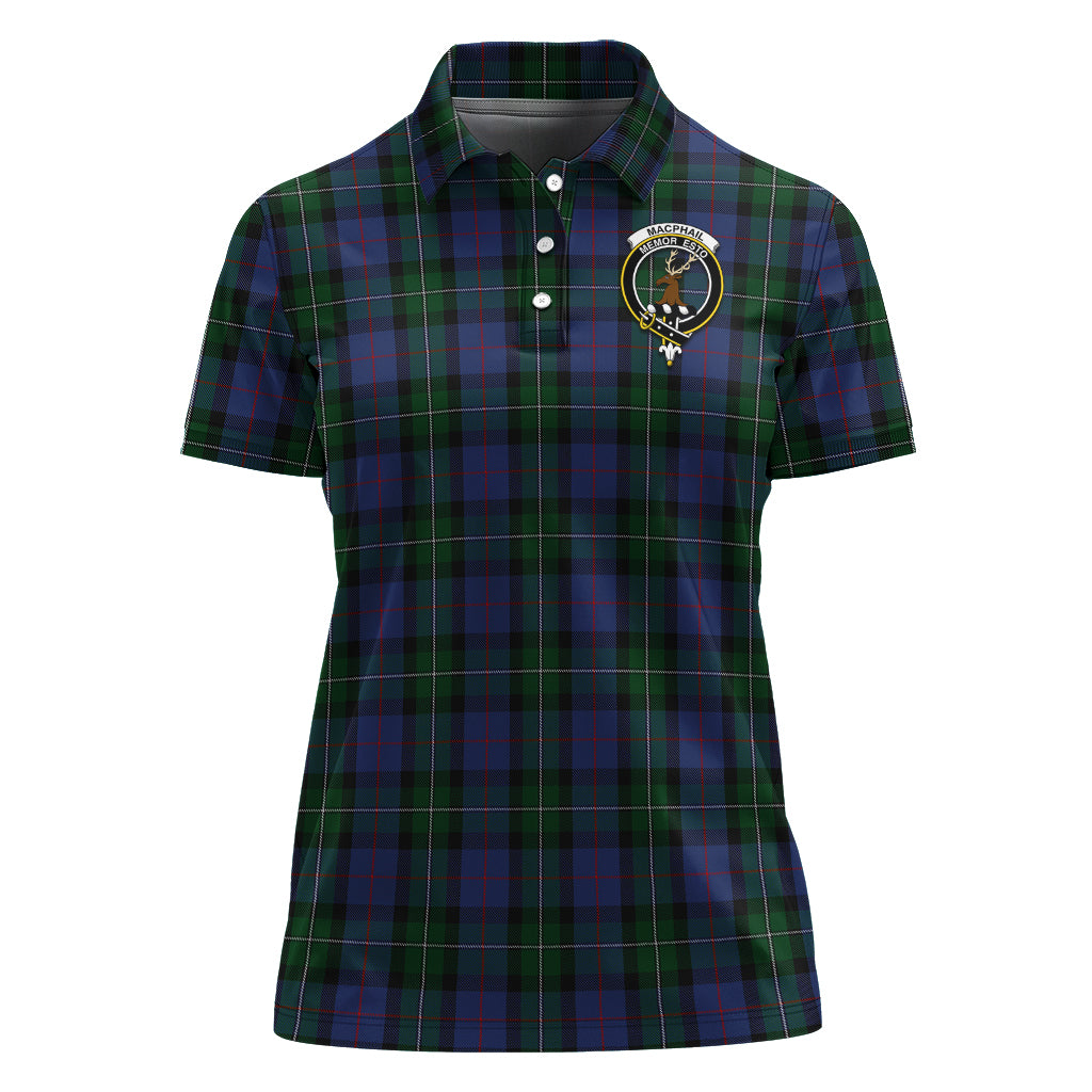 MacPhail Hunting Tartan Polo Shirt with Family Crest For Women - Tartan Vibes Clothing