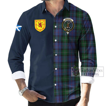 MacPhail Hunting Tartan Long Sleeve Button Shirt Alba with Scottish Lion Royal Arm Half Style