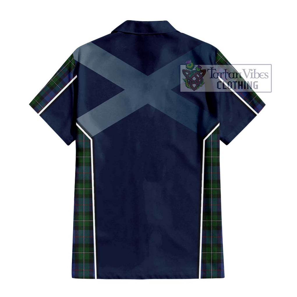 MacPhail Hunting Tartan Short Sleeve Button Shirt with Family Crest and Lion Rampant Vibes Sport Style - Tartan Vibes Clothing