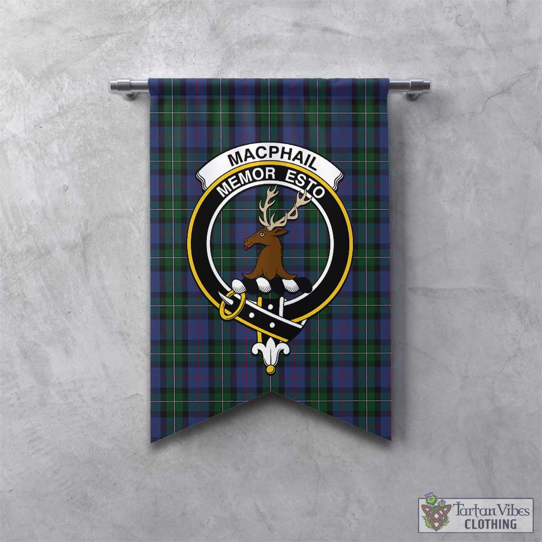 Tartan Vibes Clothing MacPhail Hunting Tartan Gonfalon, Tartan Banner with Family Crest