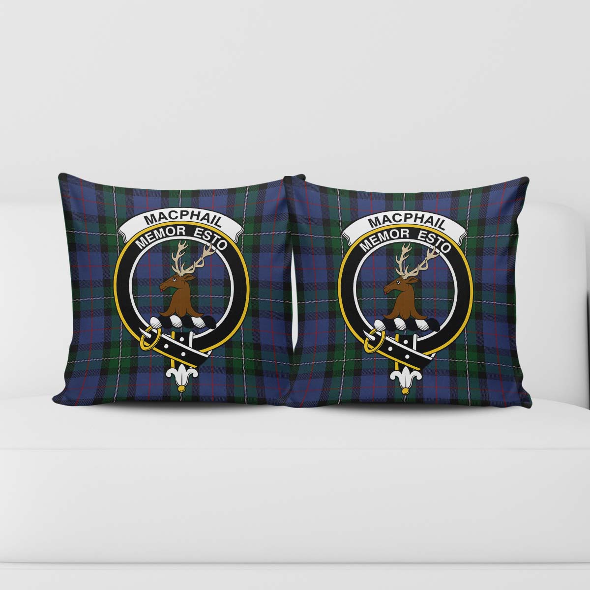 MacPhail Hunting Tartan Pillow Cover with Family Crest - Tartanvibesclothing