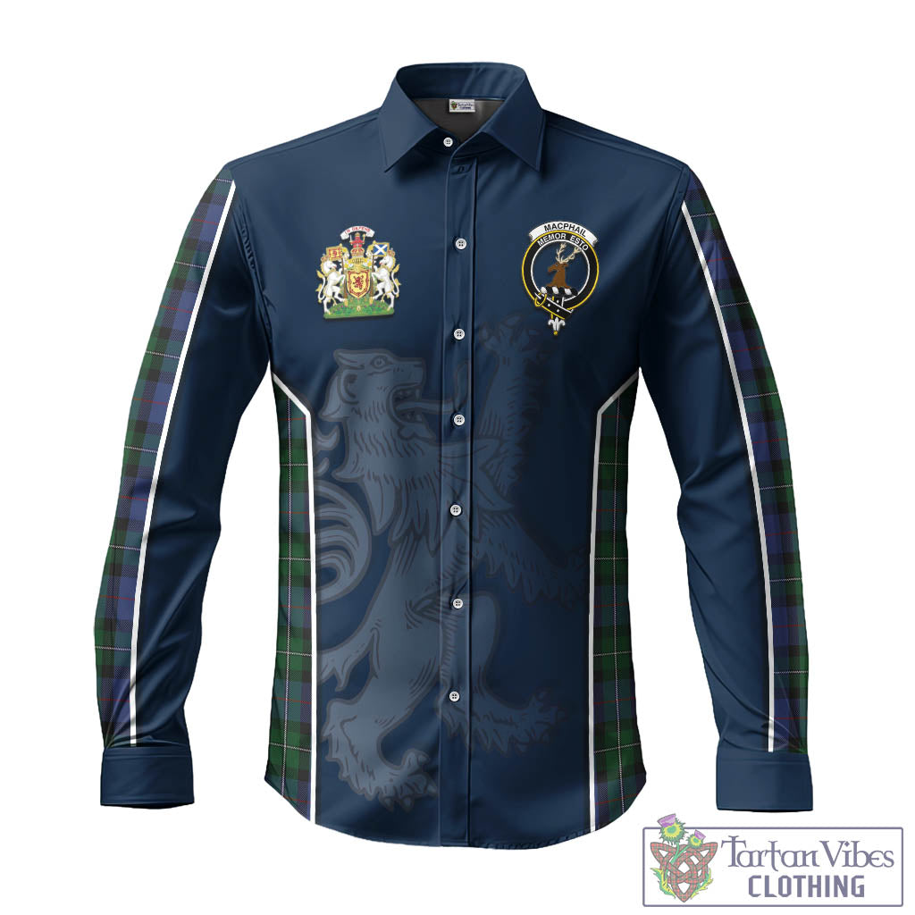 Tartan Vibes Clothing MacPhail Hunting Tartan Long Sleeve Button Up Shirt with Family Crest and Lion Rampant Vibes Sport Style