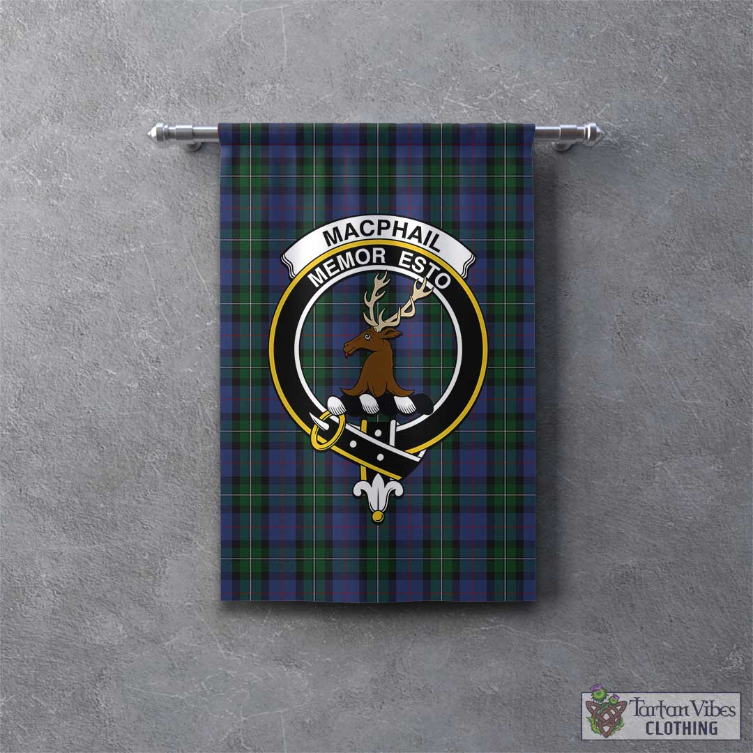 Tartan Vibes Clothing MacPhail Hunting Tartan Gonfalon, Tartan Banner with Family Crest