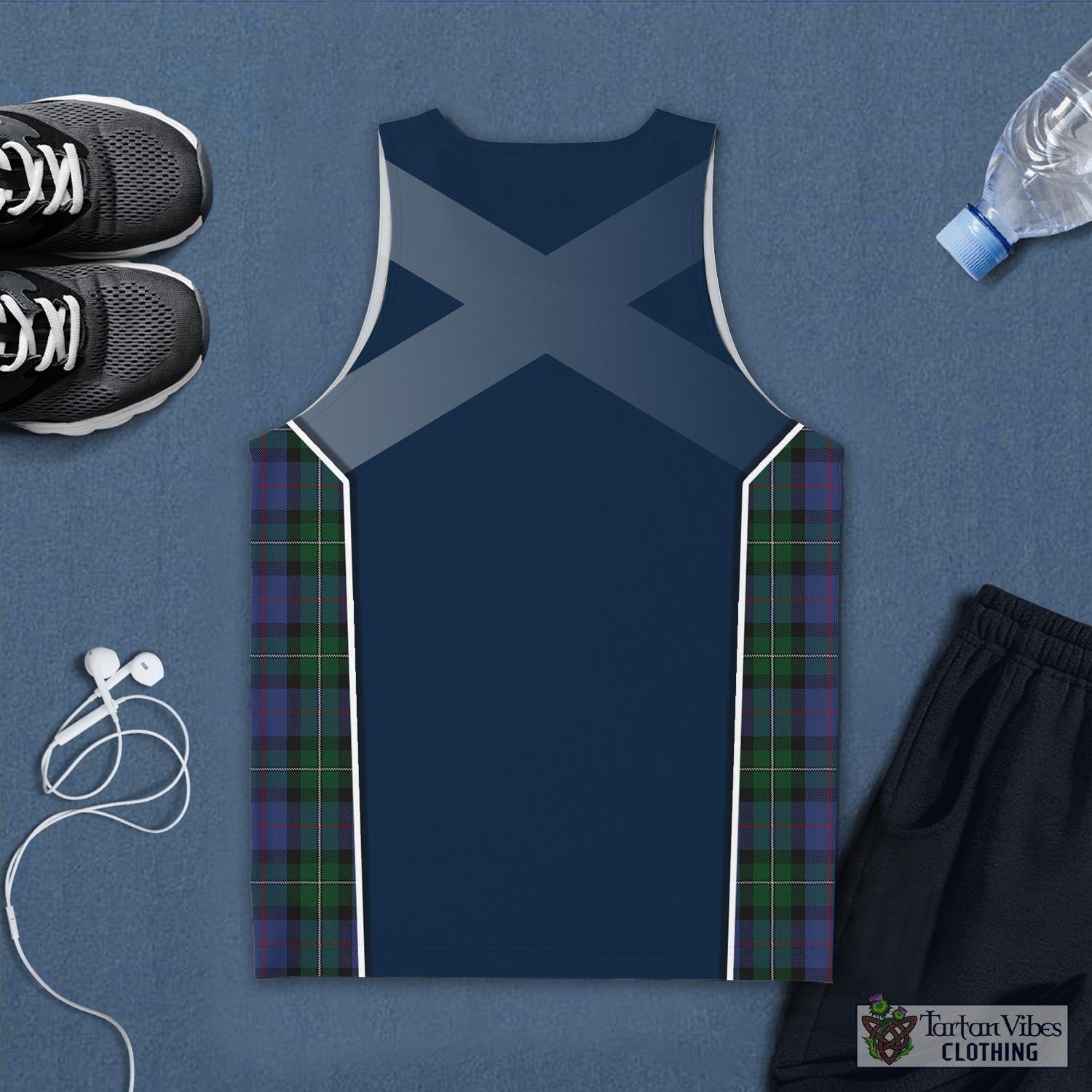 Tartan Vibes Clothing MacPhail Hunting Tartan Men's Tanks Top with Family Crest and Scottish Thistle Vibes Sport Style