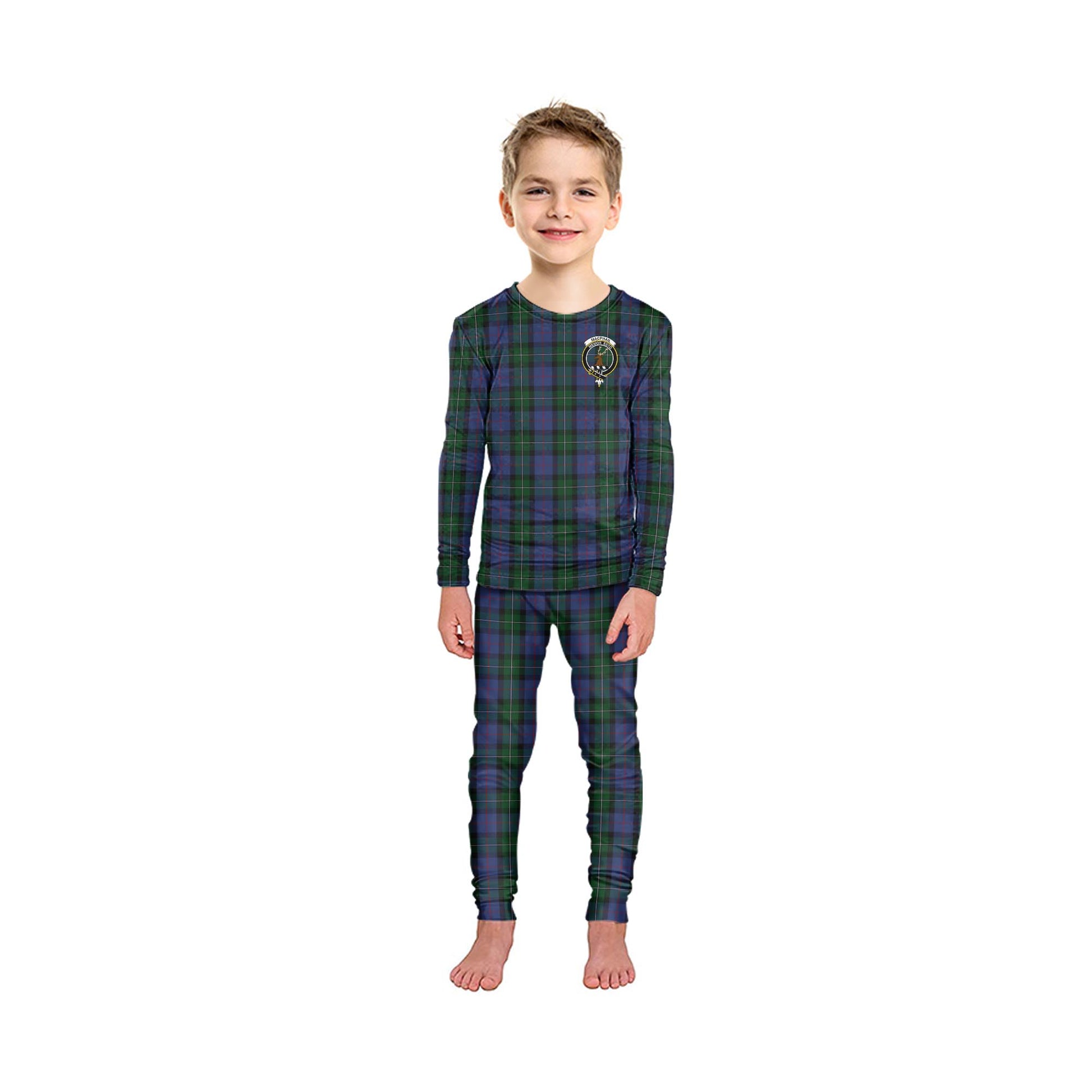 MacPhail Hunting Tartan Pajamas Family Set with Family Crest - Tartanvibesclothing