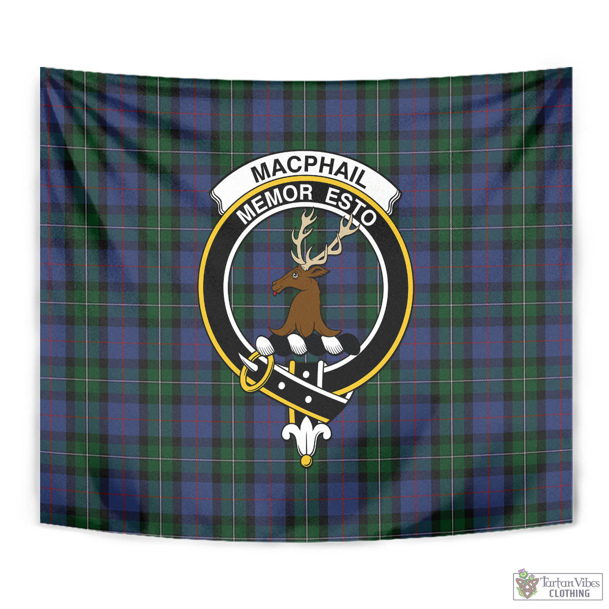 Tartan Vibes Clothing MacPhail Hunting Tartan Tapestry Wall Hanging and Home Decor for Room with Family Crest