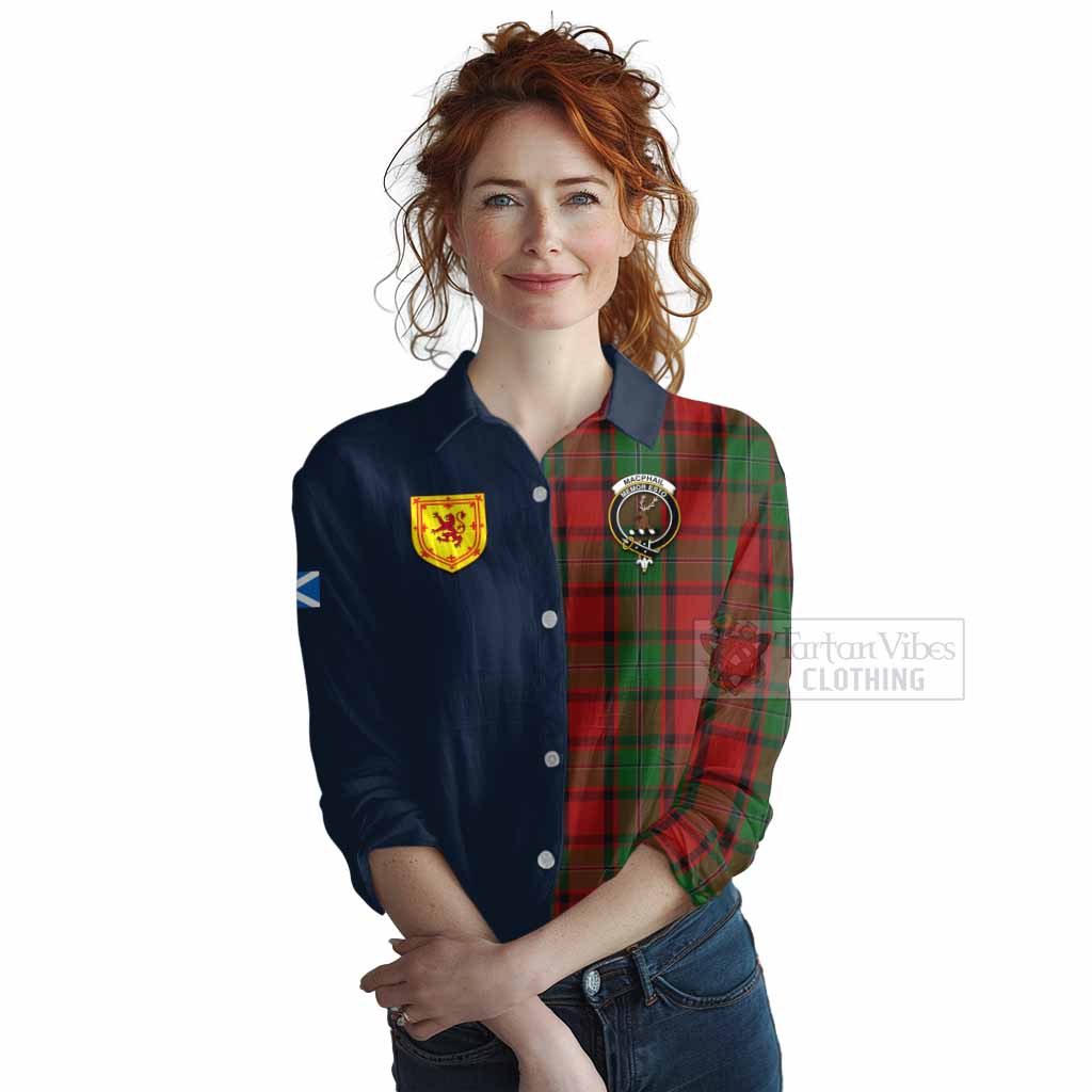 Tartan Vibes Clothing MacPhail (McPhail) Tartan Women's Casual Shirt Alba with Scottish Lion Royal Arm Half Style