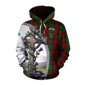 MacPhail (McPhail) Tartan Cotton Hoodie with Family Crest and St. Andrew's Cross Accented by Thistle Vines Pullover Hoodie XS - Tartan Vibes Clothing